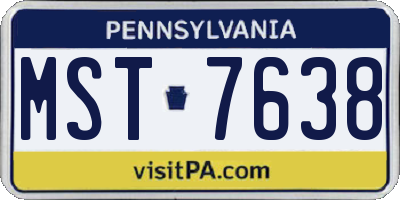 PA license plate MST7638