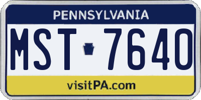 PA license plate MST7640