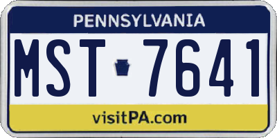 PA license plate MST7641