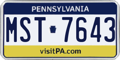 PA license plate MST7643