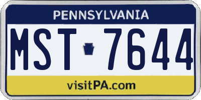 PA license plate MST7644