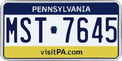 PA license plate MST7645