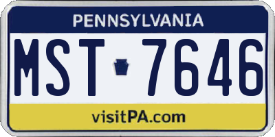 PA license plate MST7646