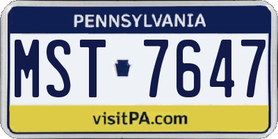 PA license plate MST7647