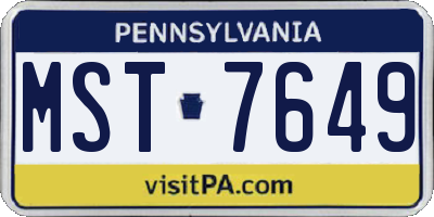 PA license plate MST7649