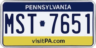 PA license plate MST7651