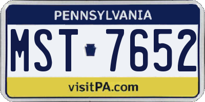 PA license plate MST7652
