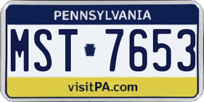 PA license plate MST7653