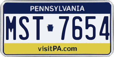 PA license plate MST7654