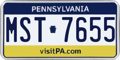 PA license plate MST7655