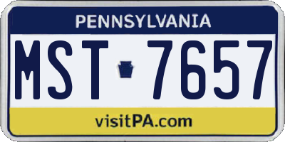 PA license plate MST7657