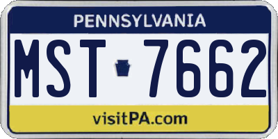 PA license plate MST7662