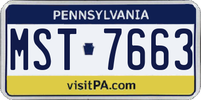 PA license plate MST7663