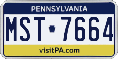PA license plate MST7664