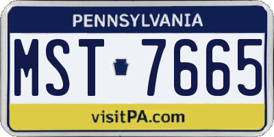 PA license plate MST7665