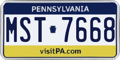PA license plate MST7668
