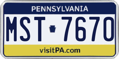 PA license plate MST7670