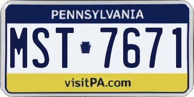 PA license plate MST7671