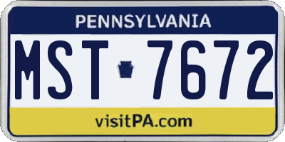 PA license plate MST7672