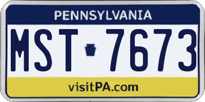 PA license plate MST7673