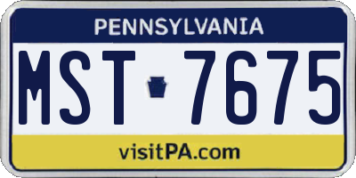 PA license plate MST7675