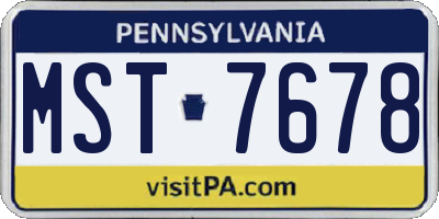 PA license plate MST7678