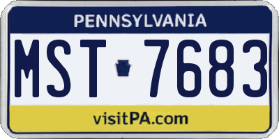 PA license plate MST7683