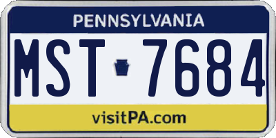 PA license plate MST7684