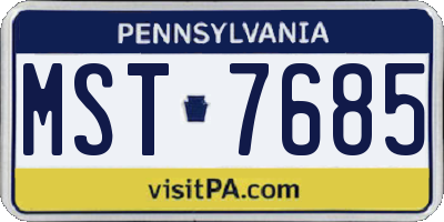 PA license plate MST7685