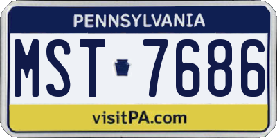 PA license plate MST7686