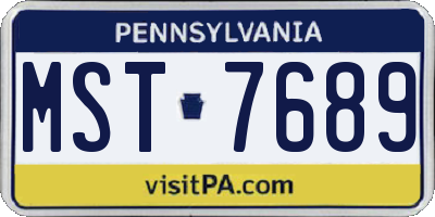 PA license plate MST7689