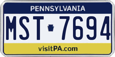 PA license plate MST7694
