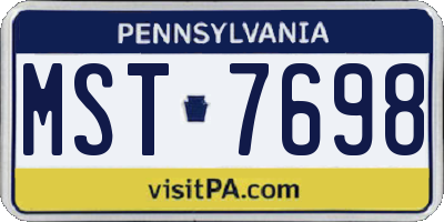 PA license plate MST7698