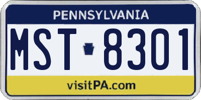 PA license plate MST8301