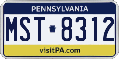 PA license plate MST8312