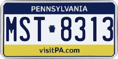 PA license plate MST8313