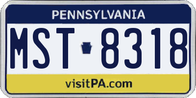 PA license plate MST8318