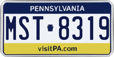 PA license plate MST8319