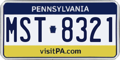 PA license plate MST8321