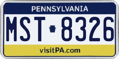 PA license plate MST8326