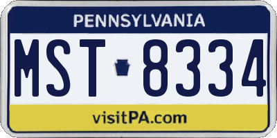 PA license plate MST8334