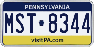 PA license plate MST8344