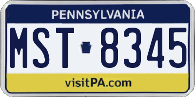 PA license plate MST8345
