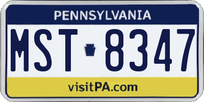 PA license plate MST8347