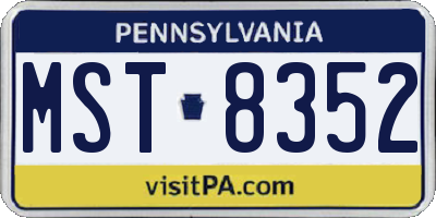 PA license plate MST8352