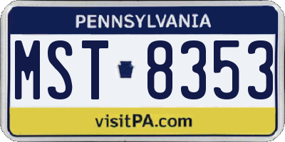 PA license plate MST8353