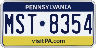 PA license plate MST8354