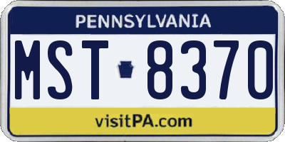 PA license plate MST8370