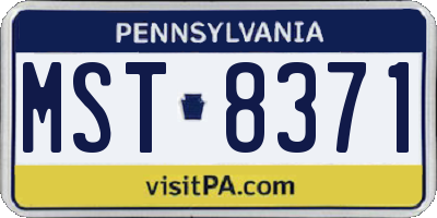 PA license plate MST8371