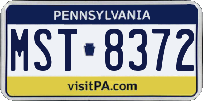 PA license plate MST8372